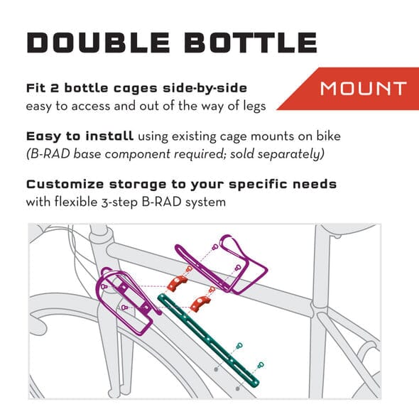 Wolf Tooth B-rad Double Bottle Adapter - Ideal for Side-by-Side Bottle Cages on Bikes